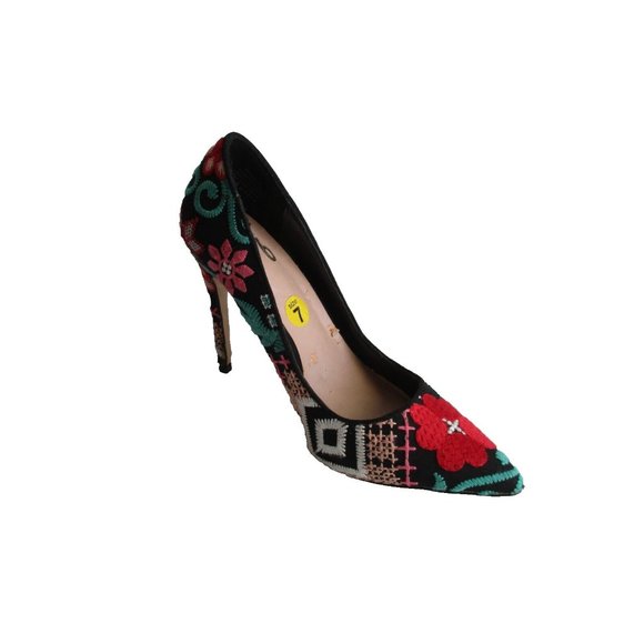 *Mix No.6 Embroidered Pump 'Dignity' Stilettos Vibrant Floral Design Pointed Toe - Picture 1 of 8